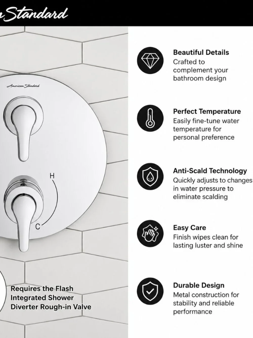 American Standard TU105740.295 Studio S 2Handle Integrated Shower Diverter Trim